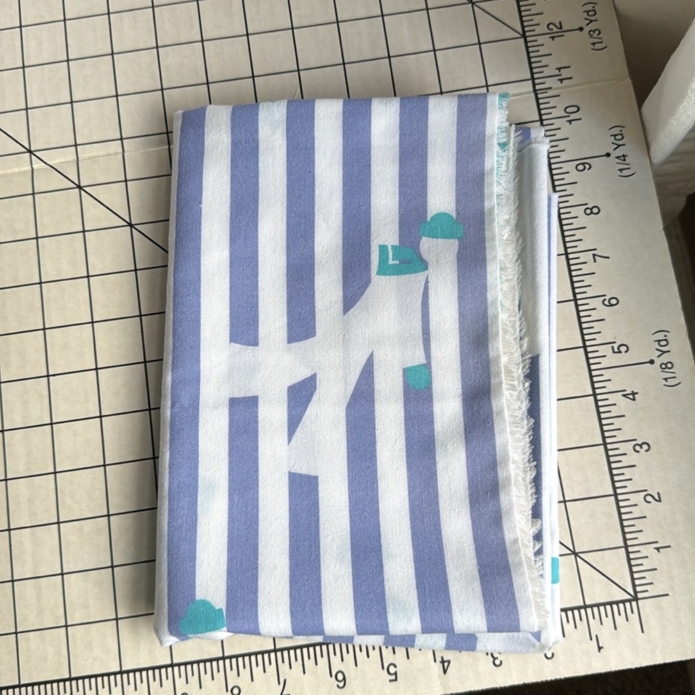 Vintage Nautical Cotton Fabric – 1 1/8 Yards – Navy Sailor Stripe Print – 58” W